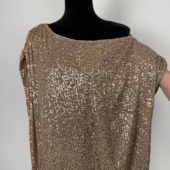 Torrid Sequin NWT Off Shoulder Short Sleeve Gold Shimmer Loose Fit Plus Size Top - Picture 6 of 11